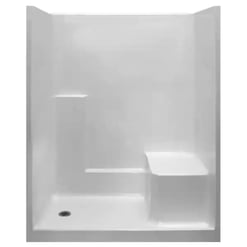 Basic 60 In. X 36 In. X 77 In. Acrylx 1-piece Right Low Threshold Shower Wall And Shower Pan In White With Right Seat