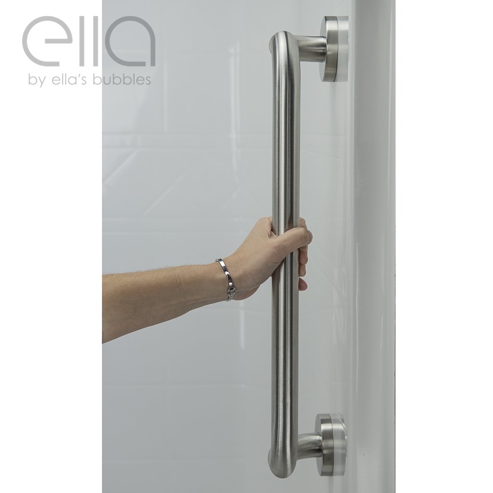 Ella Modern Brushed Stainless Steel 12”x1 ¼” Circle Grab Bar And 20”x1 ¼” Dual Bent Grab Bars – To 60% Off