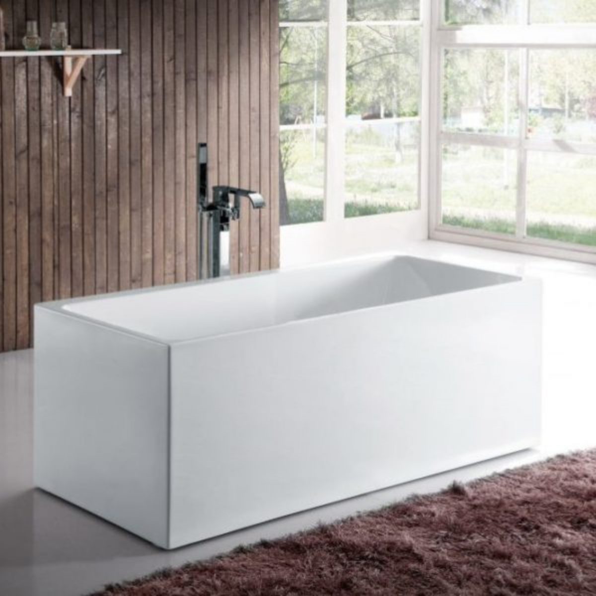 Bali Acrylic Freestanding Rectangular Infusion Microbubble Therapy Bathtub Off