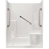 Liberty 60 In. X 33 In. X 77 In. Low Threshold 3-piece Shower Kit In White With Right Seat, 3 Grab Bars, Left Drain