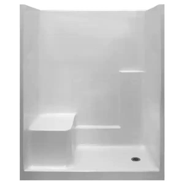 Basic 60 In. X 36 In. X 77 In. Acrylx 1-piece Shower Kit With Shower Wall And Shower Pan In White, Lhs Seat, Rhs Drain