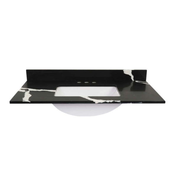 Quartz Vanity Tops - Calacatta Black, 31"