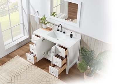 Lille Modern Bathroom Vanity with Solid White Quartz Top - |