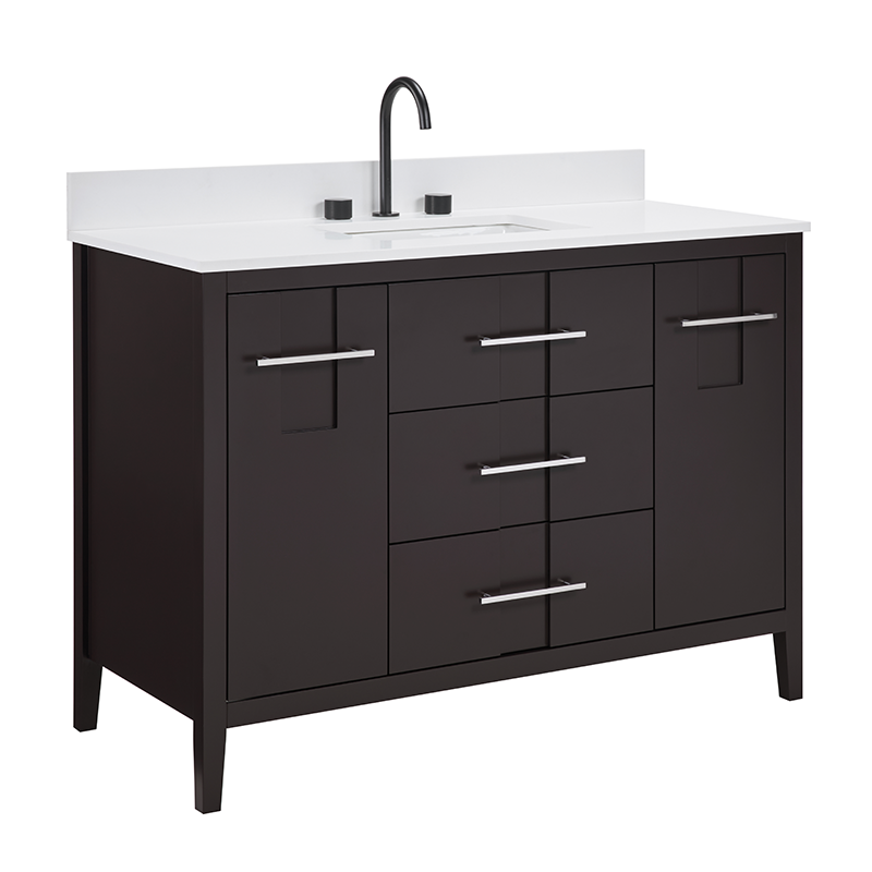 Florence Modern Standing Bathroom Vanity with Solid White Quartz Top - |