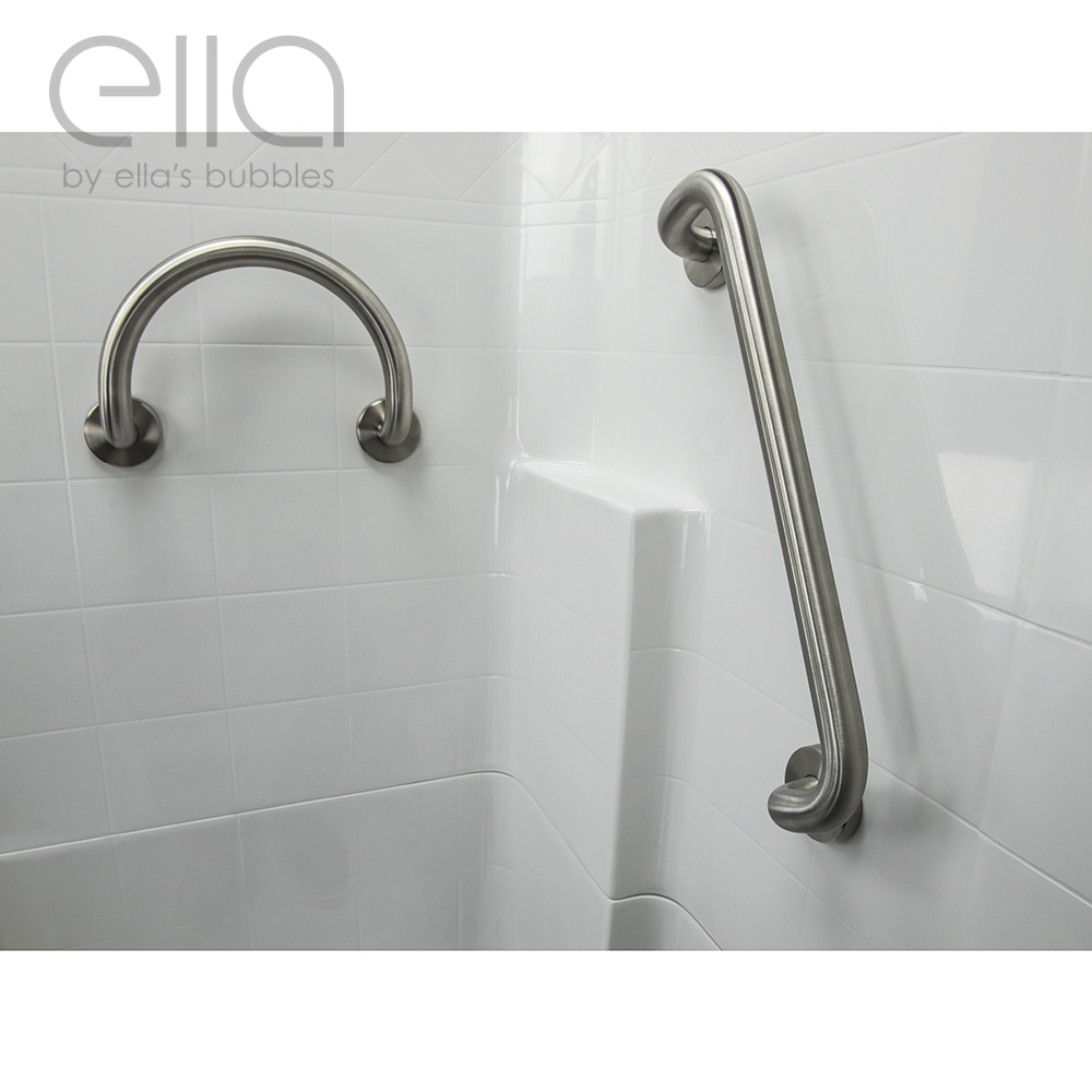 Ella Modern Brushed Stainless Steel 12”x1 ¼” Circle Grab Bar And 20”x1 ¼” Dual Bent Grab Bars – To 60% Off