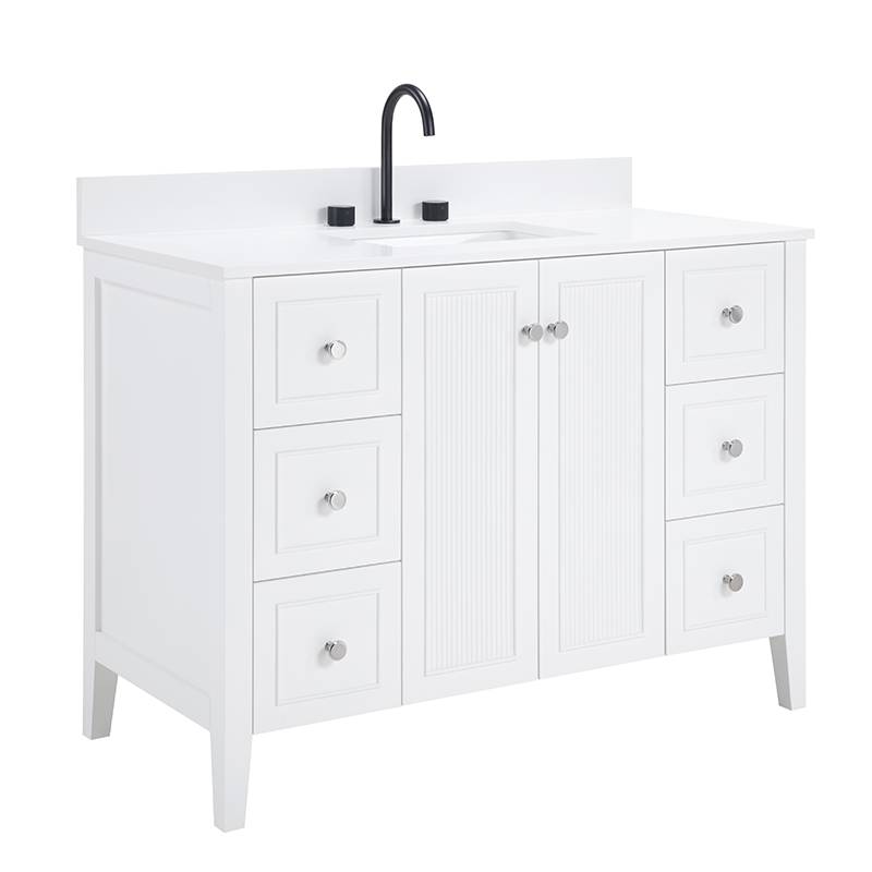 Lille Modern Bathroom Vanity with Solid White Quartz Top - |