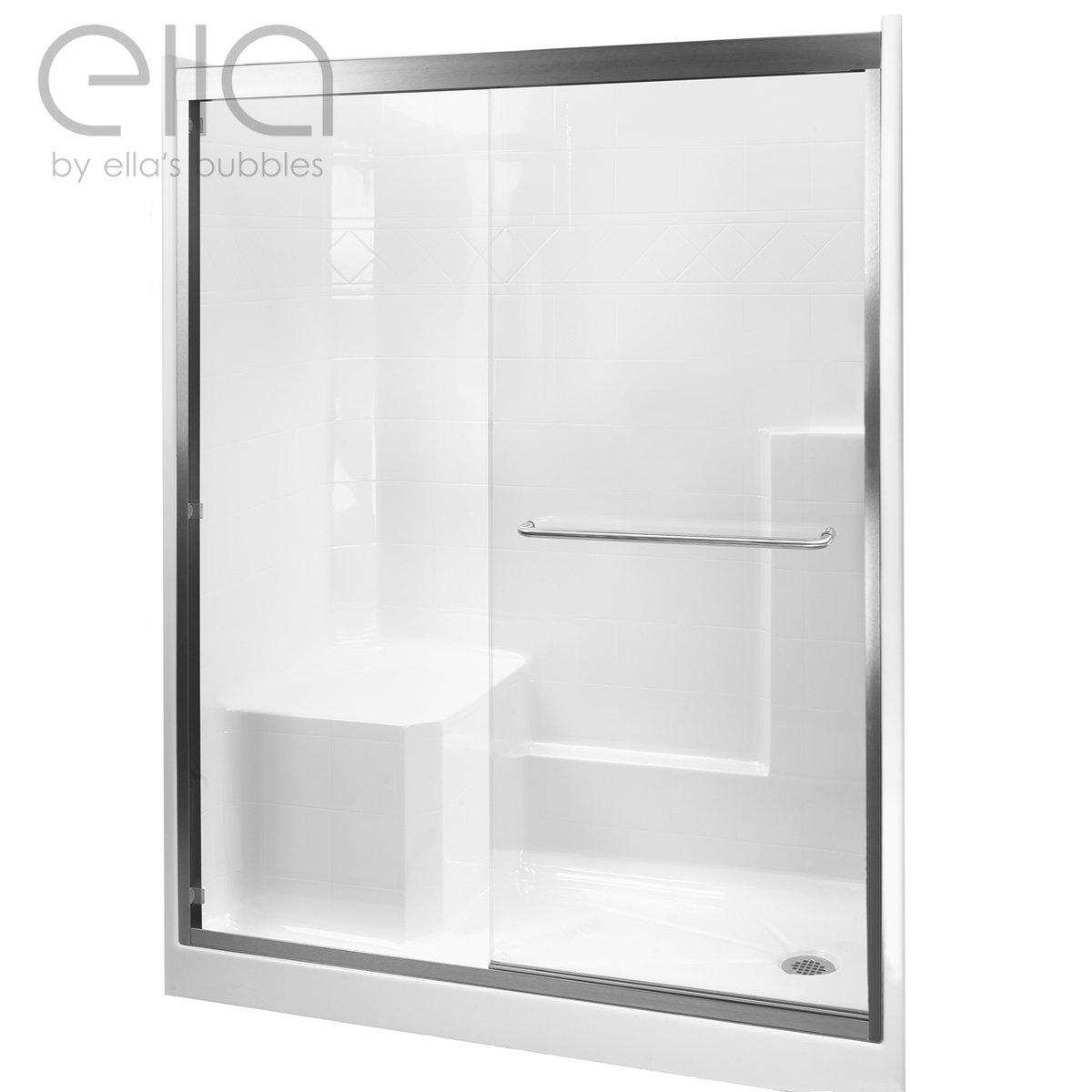 Duo 55 In. X 70 In. Framed Sliding Shower Door With 6 Mm Clear Glass Without Handle