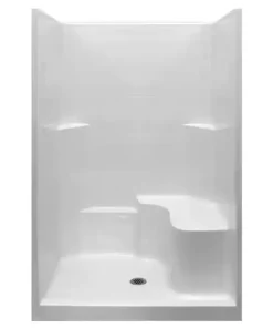 Basic 37 In. X 48 In. X 80 In. Acrylx 1-piece Shower Kit With Shower Wall And Shower Pan In White, Center Drain,rhs Seat