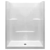 Basic 60 In. X 33 In. X 77 In. Acrylx 1-piece Low Threshold Shower Wall And Shower Pan In White With Center Drain