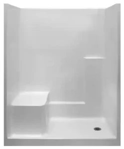 Basic 60 In. X 36 In. X 77 In. Acrylx 1-piece Shower Kit With Shower Wall And Shower Pan In White, Lhs Seat, Rhs Drain